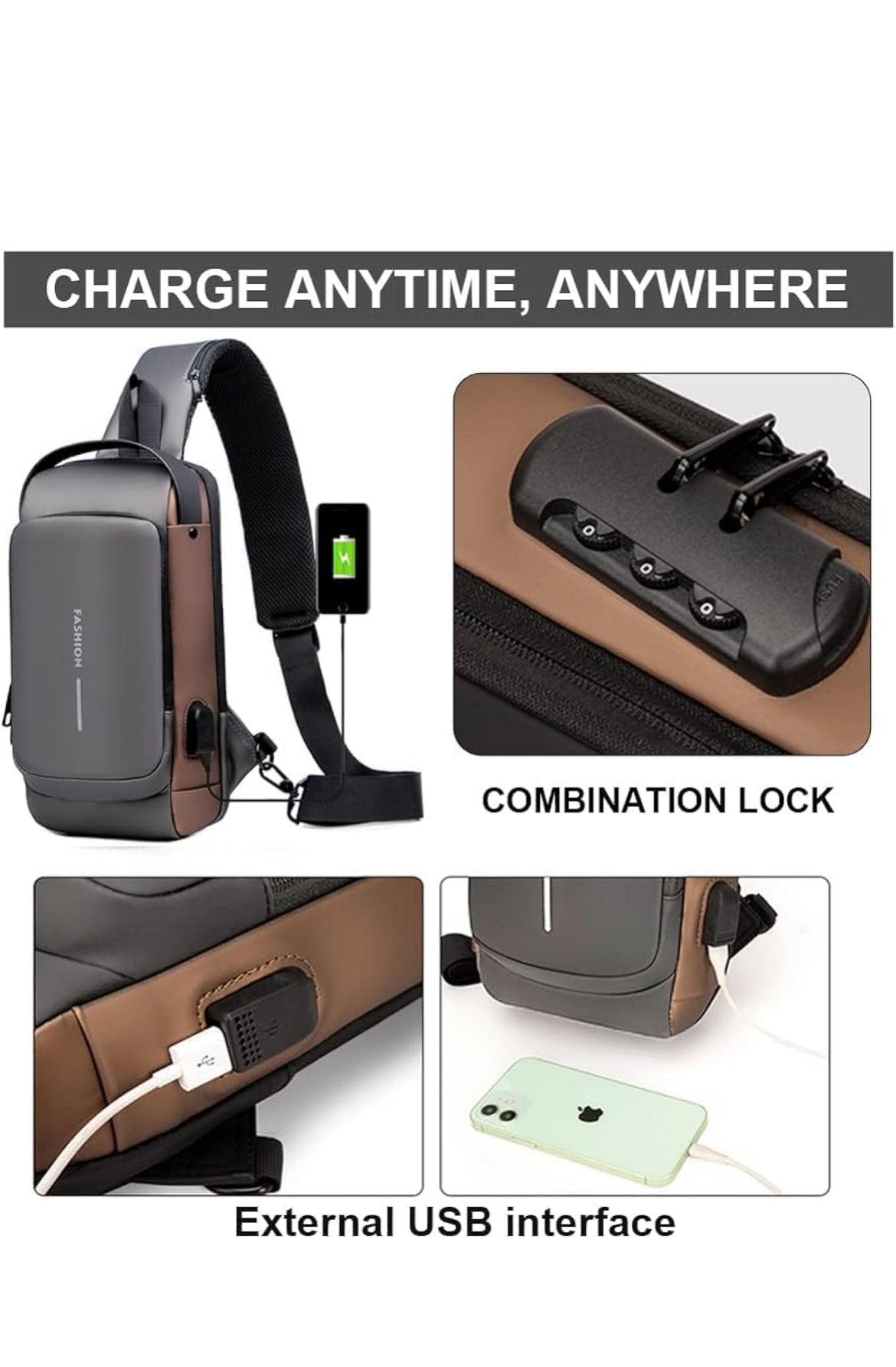 CrossBody Sling Bag For Men And Women Anti-Theft Fashion